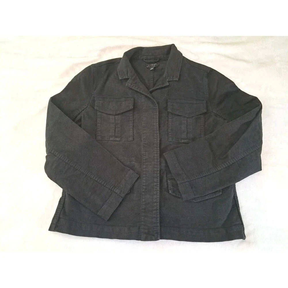 NEW J. Crew Size 8 Utility Chore Jacket In Brushed Chino Black Faded Look CN062